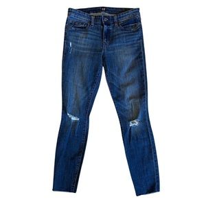 GAP dark indigo denim skinny distressed jeans. Women's 26 regular